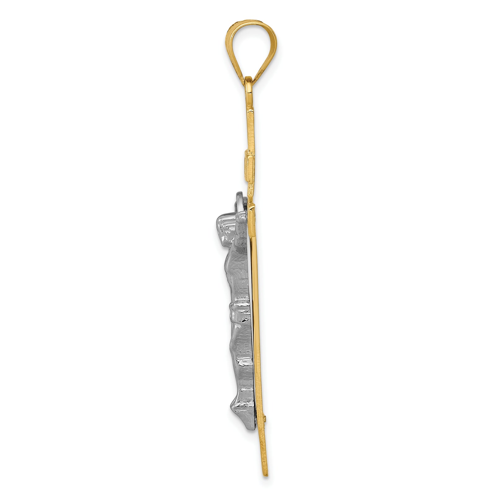 14K Two-tone INRI Crucifix Pendant
