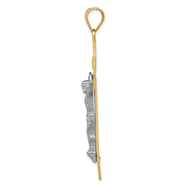 14K Two-tone INRI Crucifix Pendant