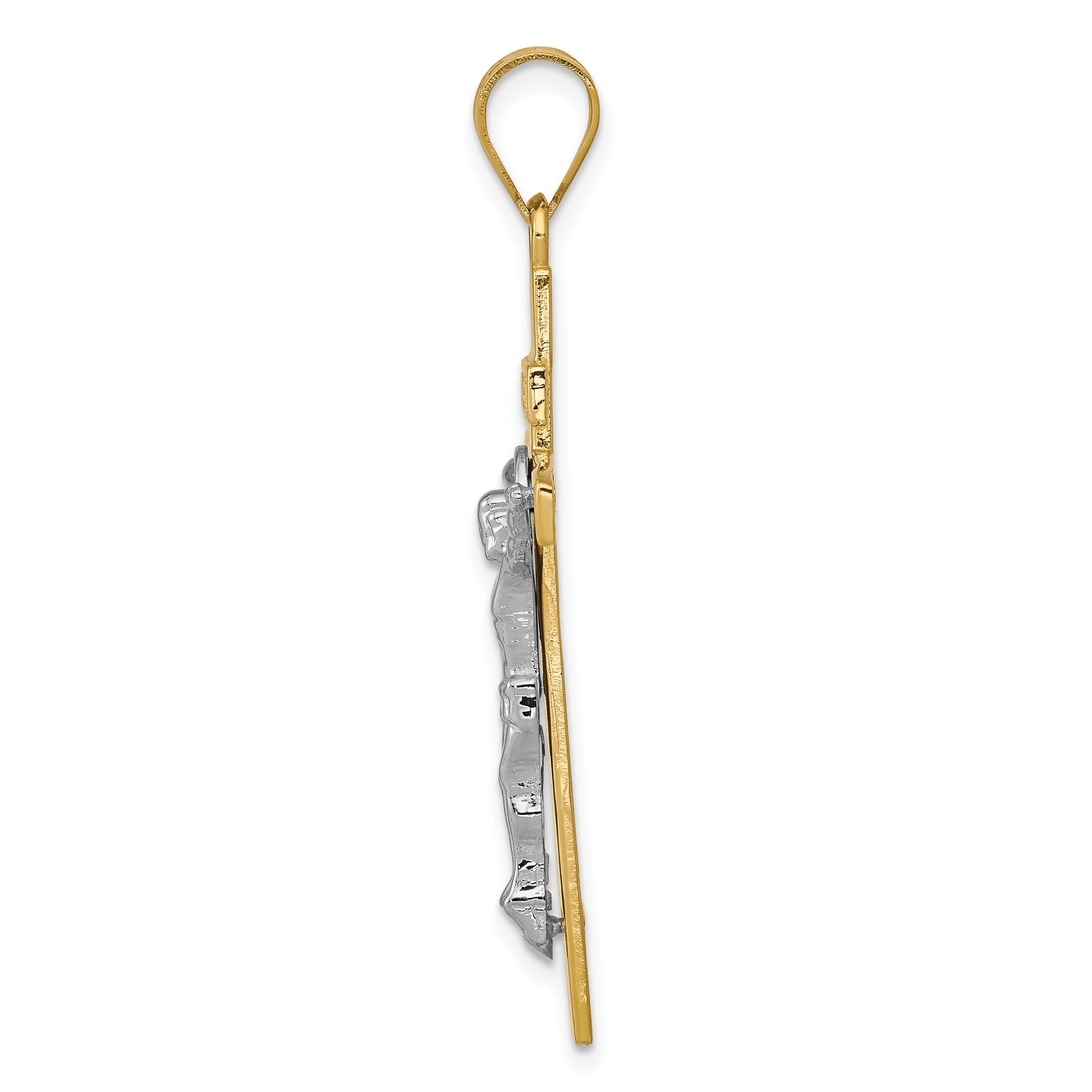 14K Two-tone INRI Crucifix Pendant