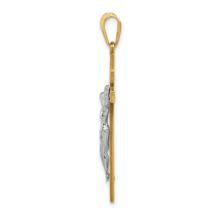14K Two-tone INRI Crucifix Pendant