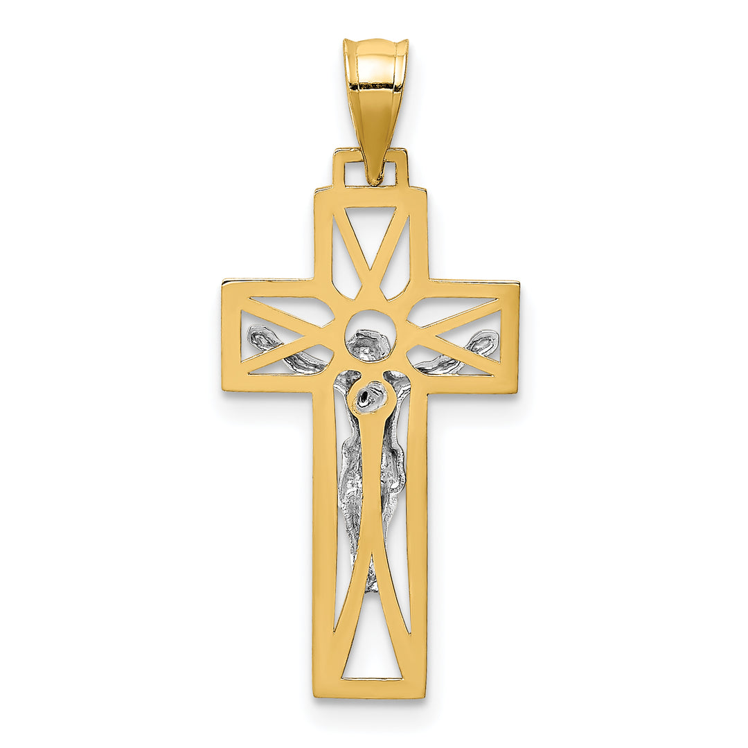 14K Two-tone Crucifix Pendant