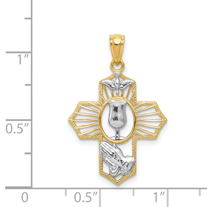 14k w/Rhodium Cross Pendant