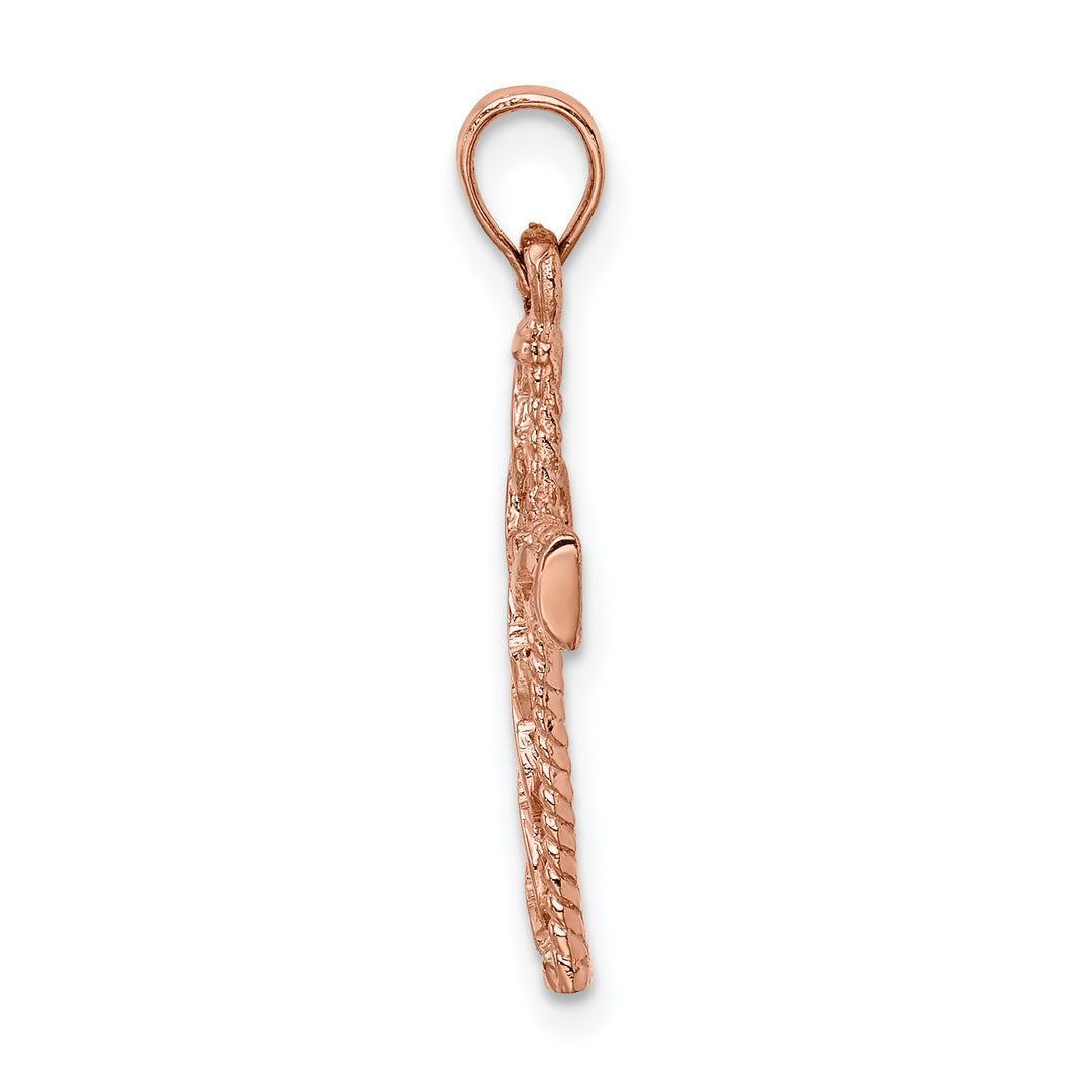 14K Rose Polished Braided Cross Pendant