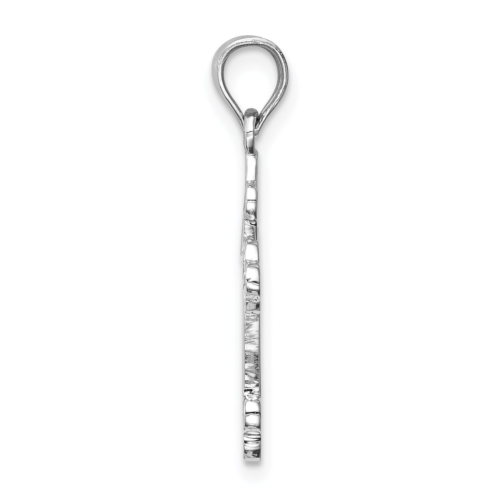 14K White Polished Cross Pendant