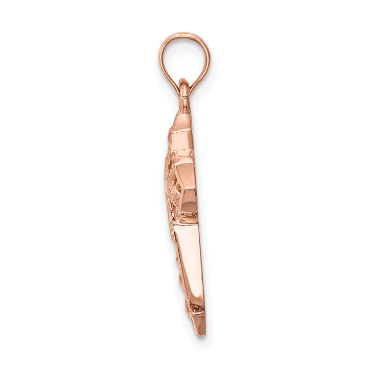 14K Rose Polished Cross Pendant
