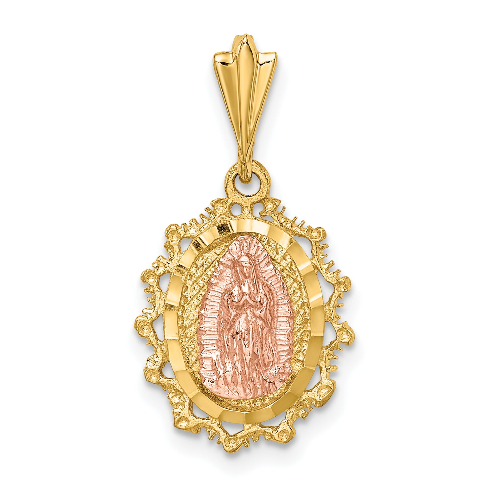 14K Two-tone Polished St. Mary Medal Pendant