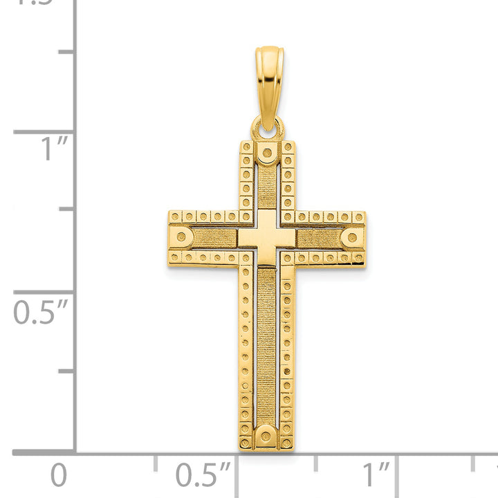 14k Fancy Sandblasted Cross Pendant