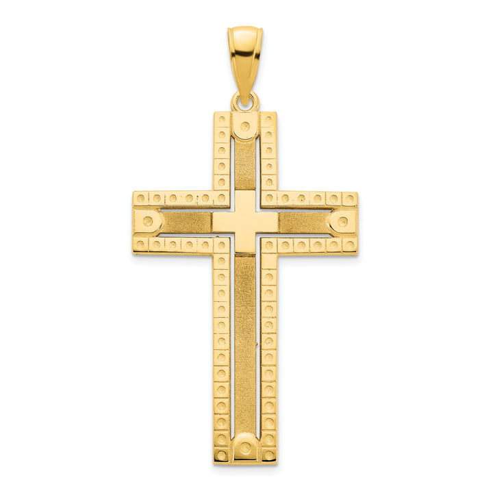 14k Fancy Sandblasted Cross Pendant