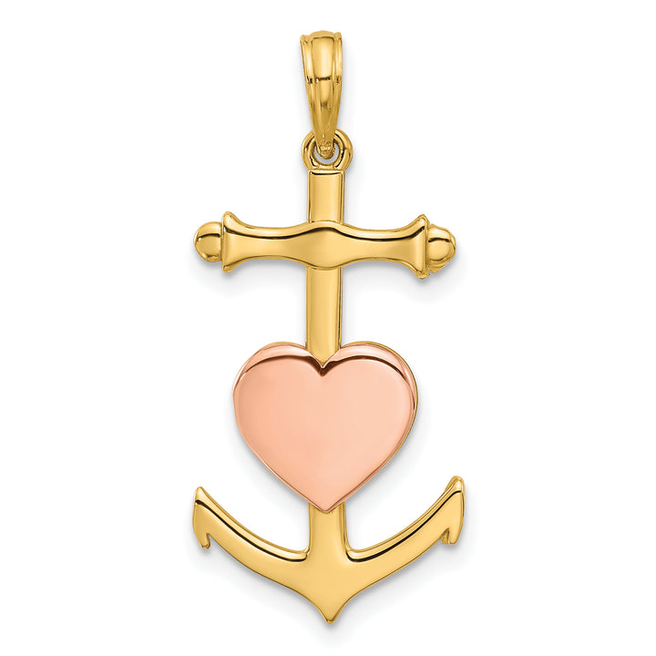 14k w/Rose Rhodium Fancy Anchor and Heart Charm