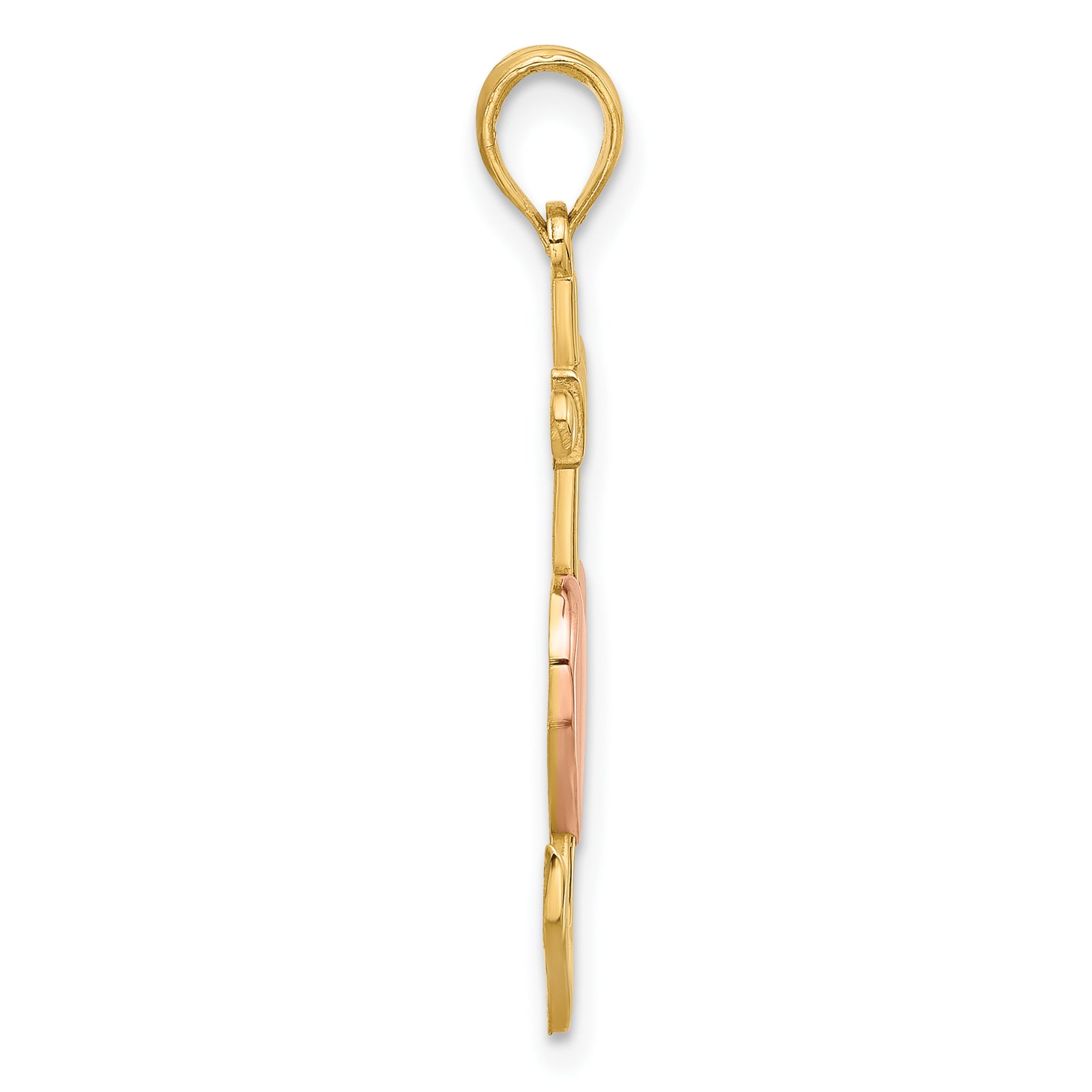 14k w/Rose Rhodium Fancy Anchor and Heart Charm
