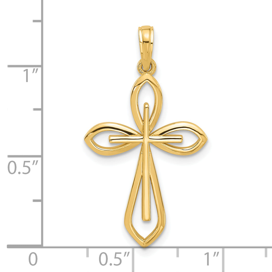 14KY Fancy Two Cross Charm