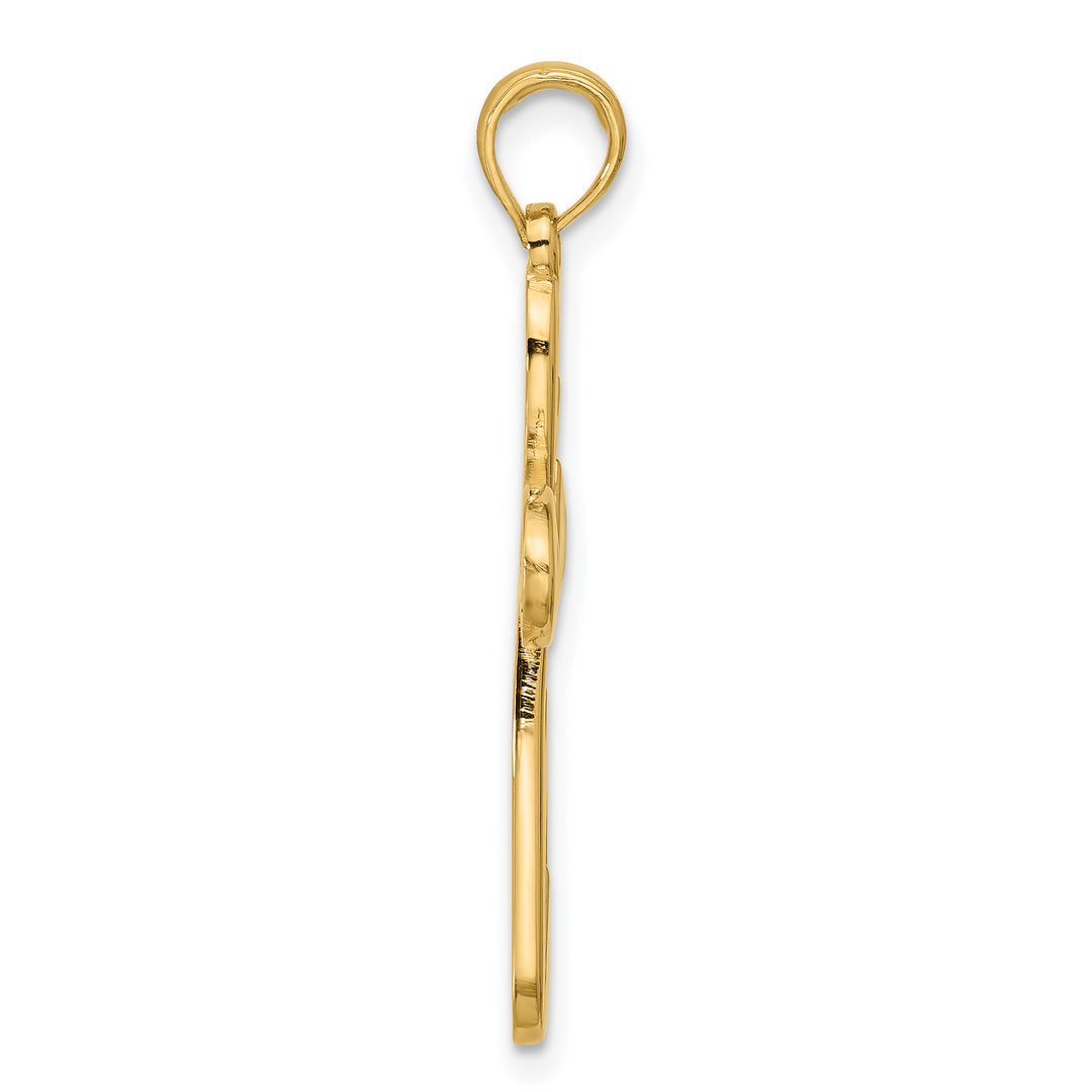 14K Polished Rounded Cross Pendant