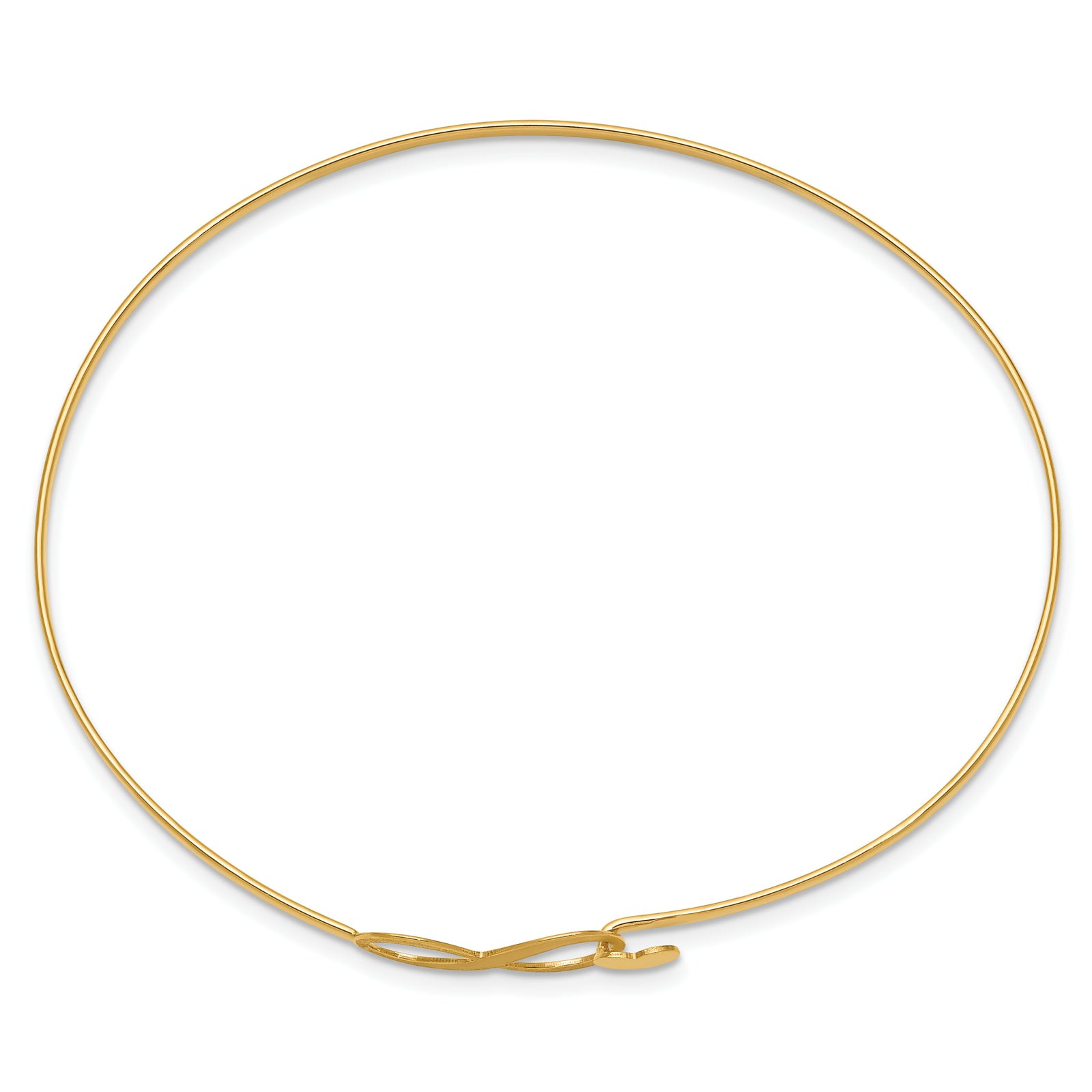 14K Brushed and Polished Infinity Heart Flexible Bangle