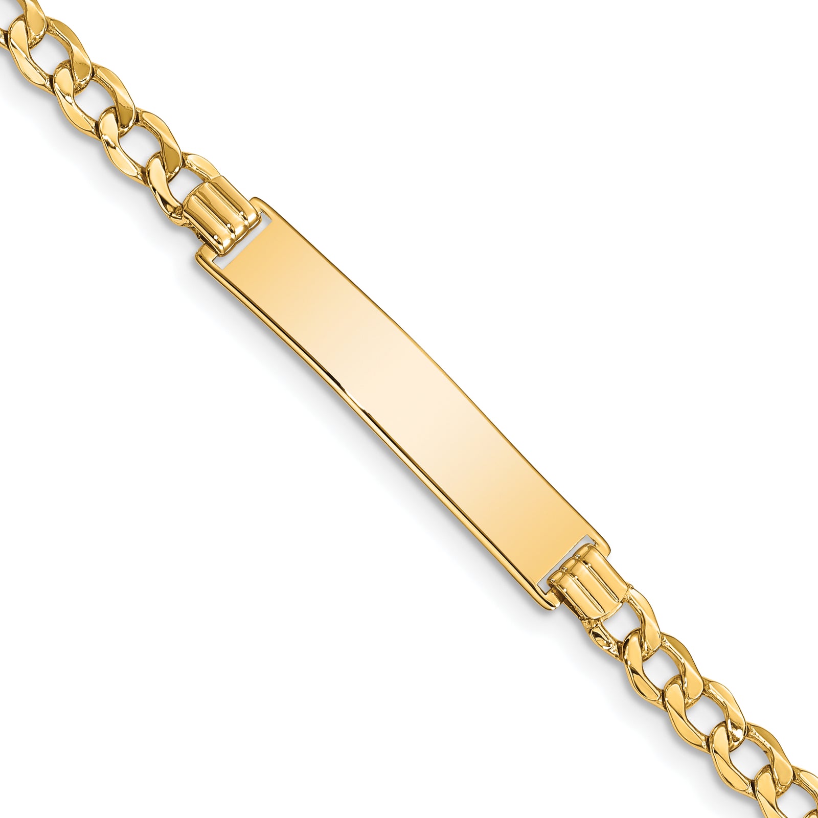 14k Semi-solid Curb Link 6.75in Id Bracelet