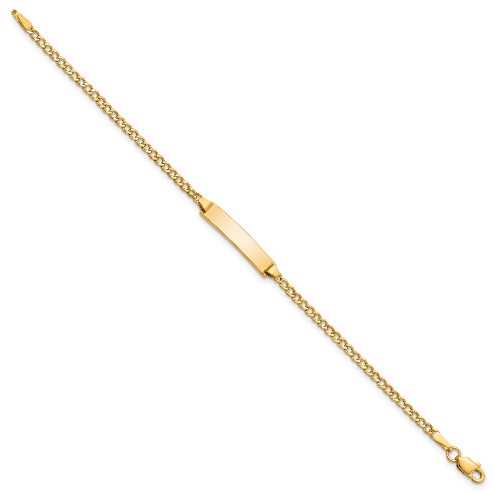 14k Semi-Solid Polished Cuban ID Bracelet