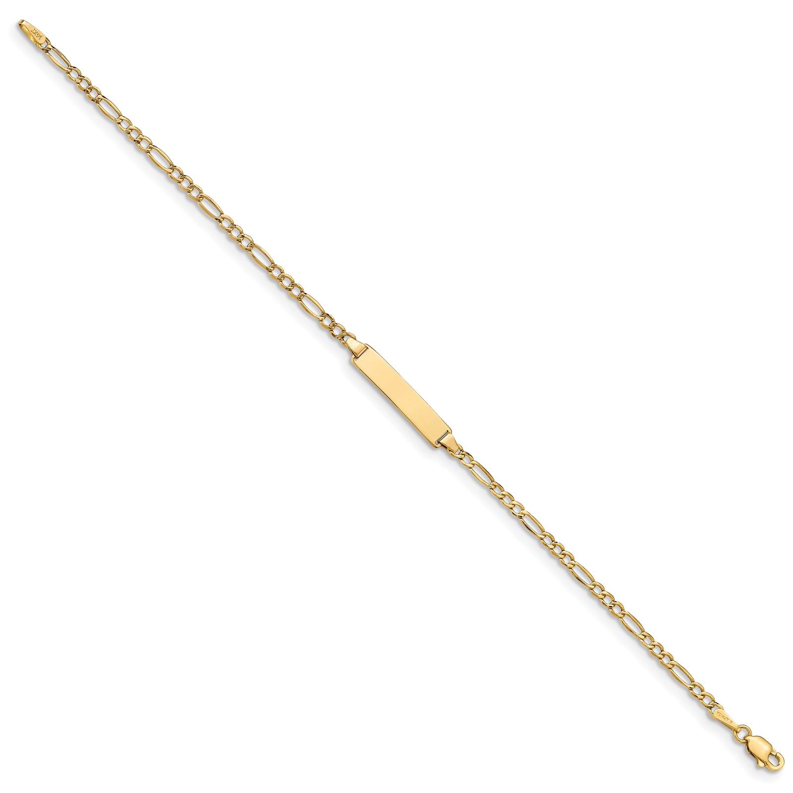 14k Semi-Solid Polished Figaro ID Bracelet