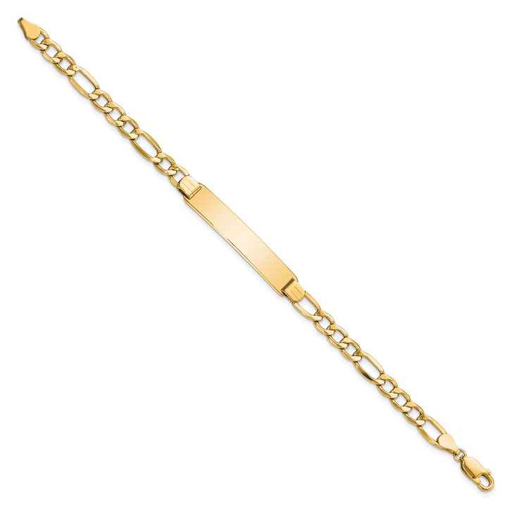 14k Polished Semi-Solid Figaro ID Bracelet