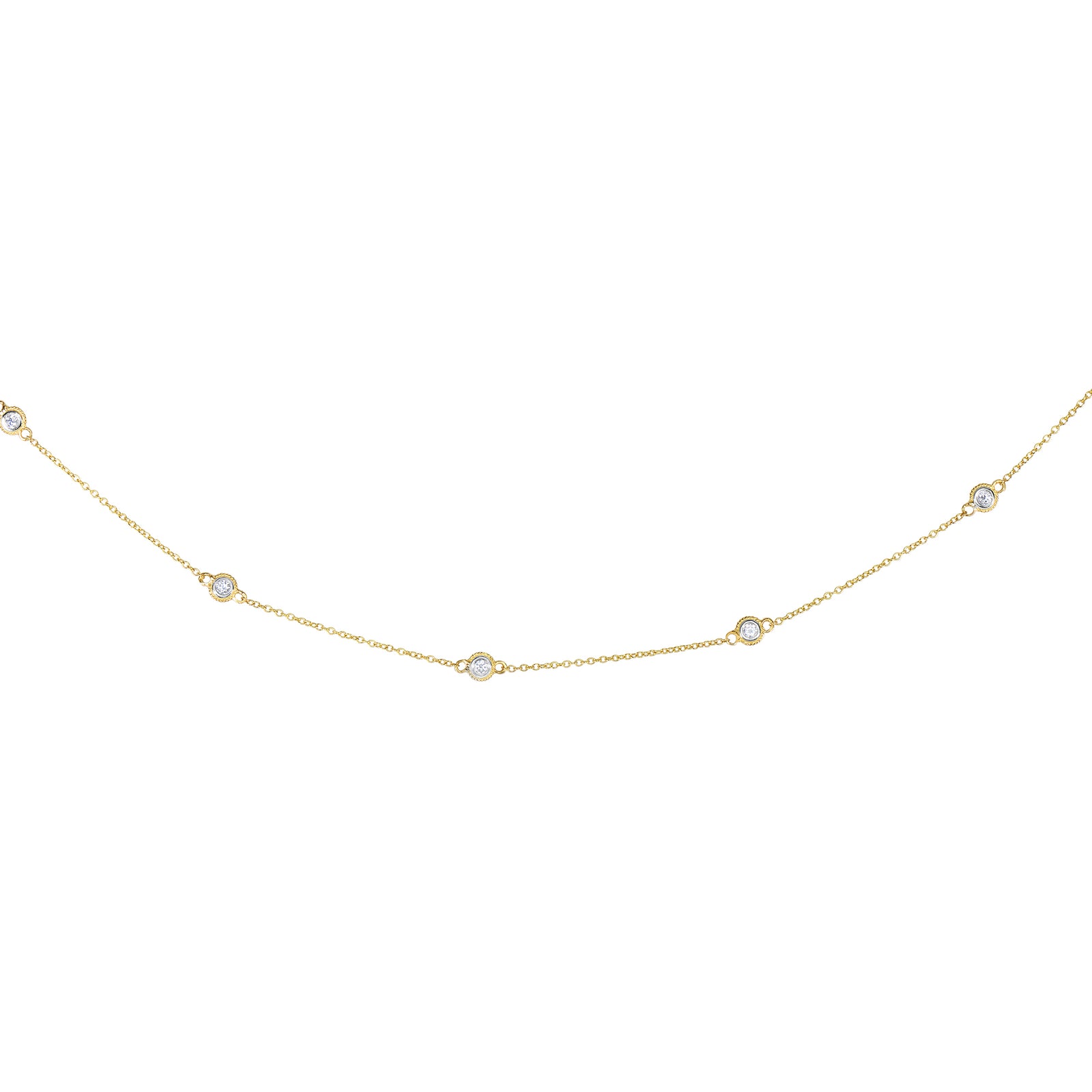 14K Gold .25ct Diamond Station Necklace