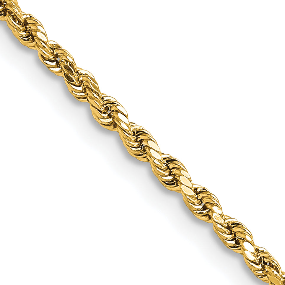 14k 2.25mm Semi-solid D/C Rope Chain