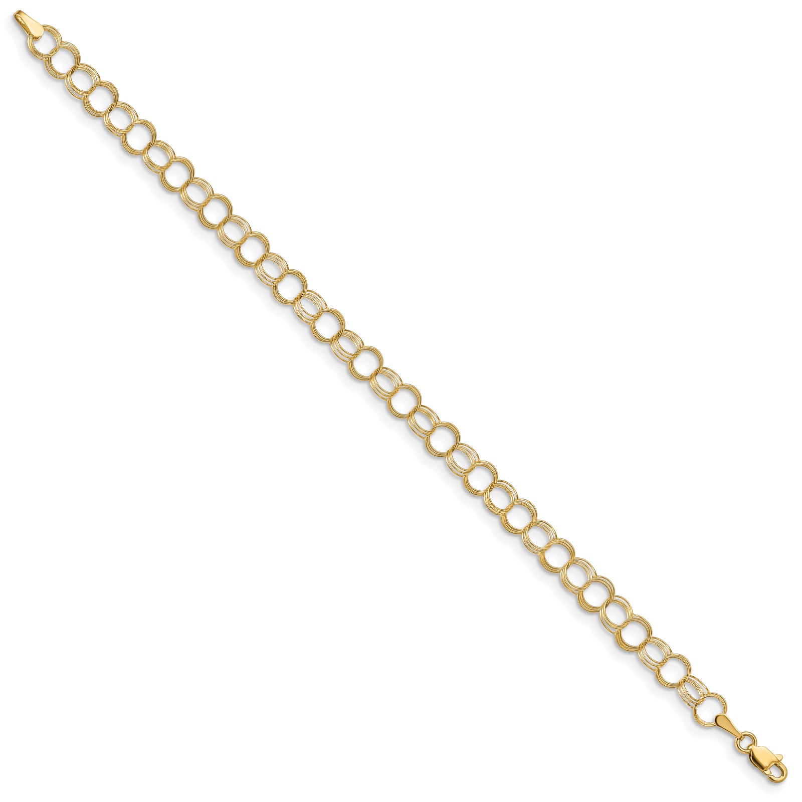 14k Solid Triple Link Charm Bracelet