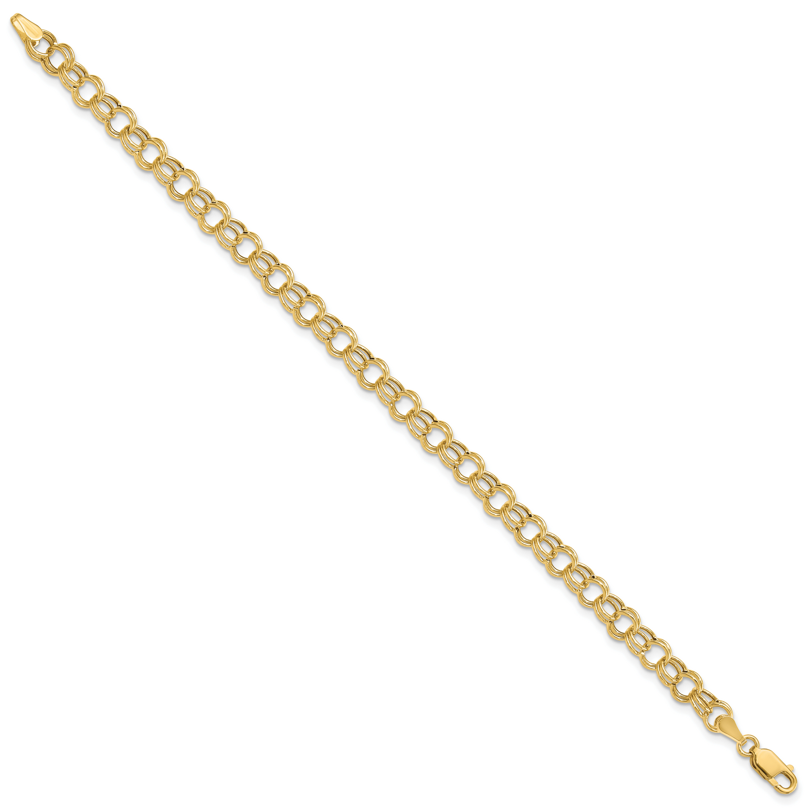 14k Hollow Double Link Charm Bracelet