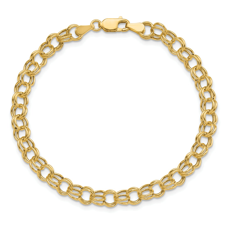 14k Hollow Double Link Charm Bracelet