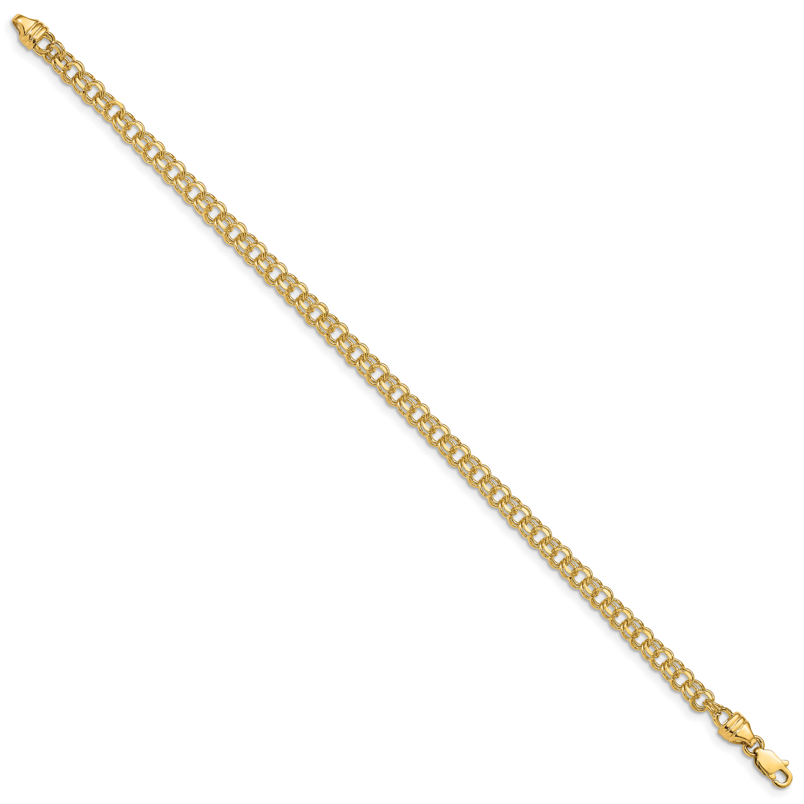 14k 7in 3.75mm Solid Double Link Charm Bracelet