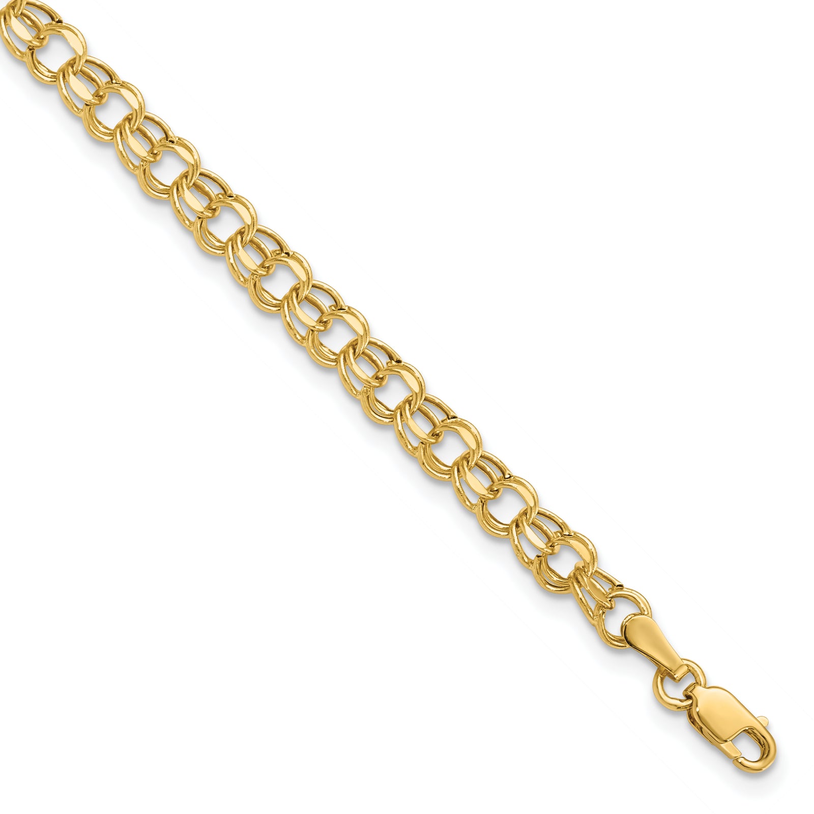 14k 7in 4.5mm Hollow Double Link Charm Bracelet