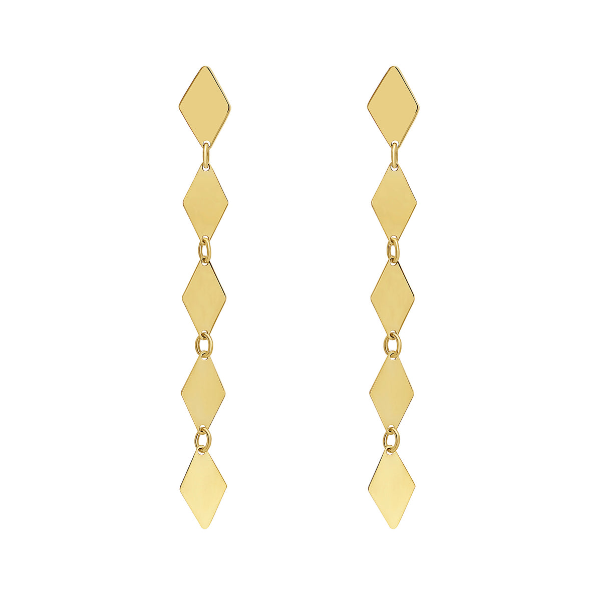 14K MIrror Kite Link Drop Earrings