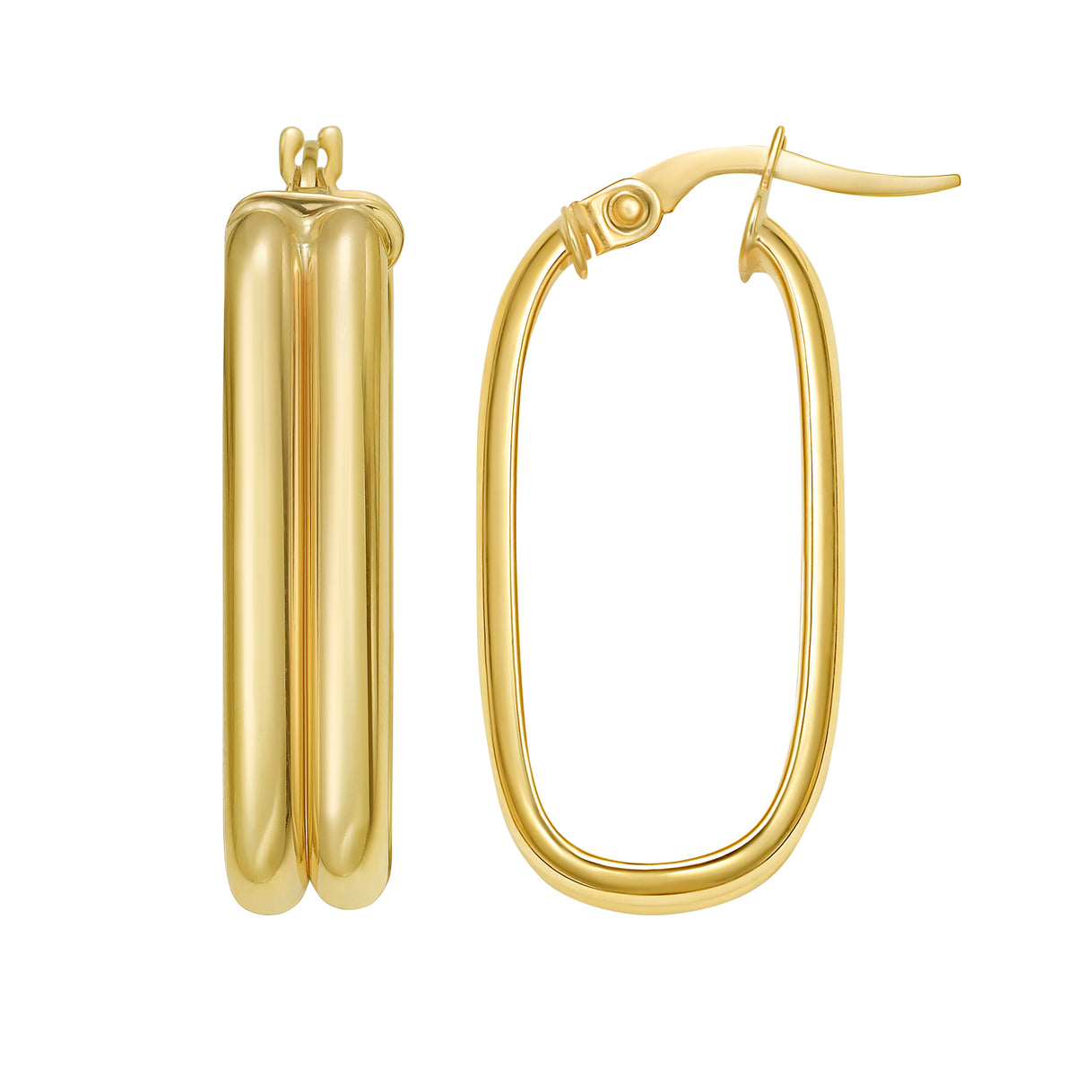 14K Double Row Paperclip Hoop Earrings
