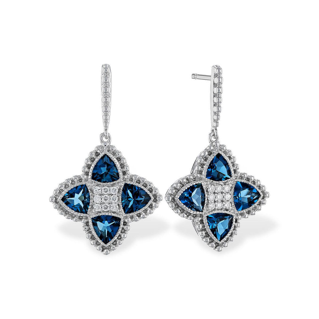 14KT Gold Blue Topaz Earrings