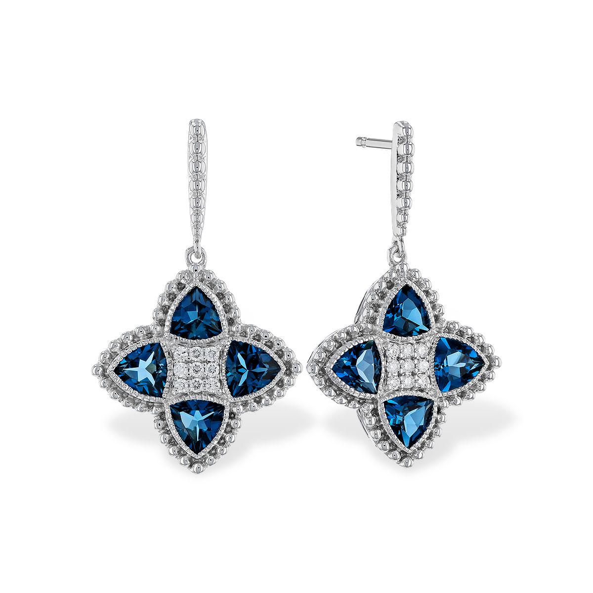 14KT Gold Blue Topaz Earrings