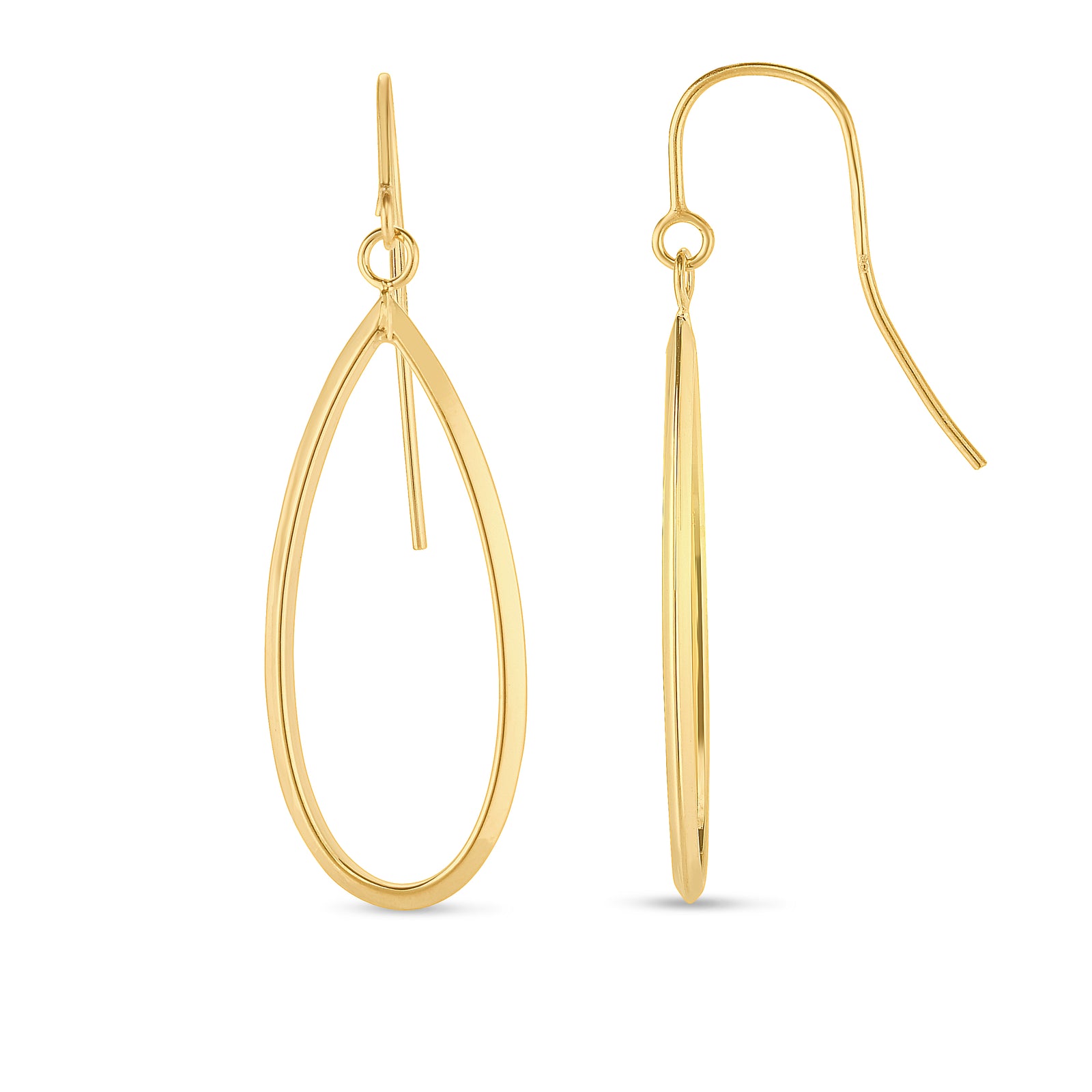 14K Gold Graduated Open Oval Dangle Earring