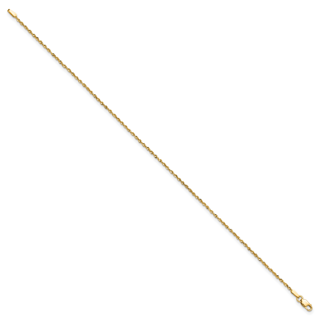 14k 1.5mm Ultra D/C Lightweight Rope Chain Anklet