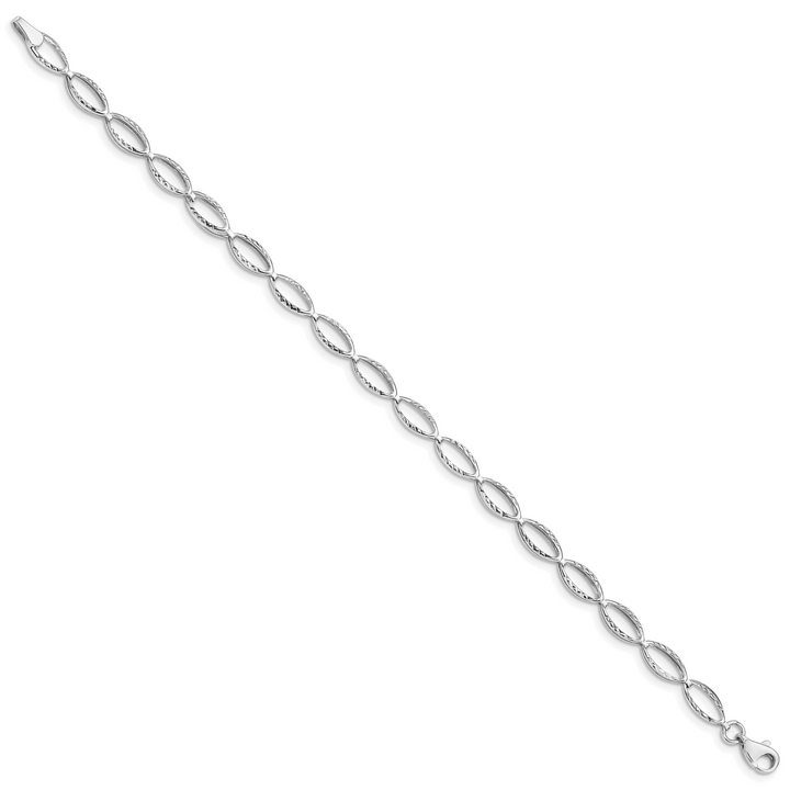 14k White Gold Polished Oval Link Bracelet