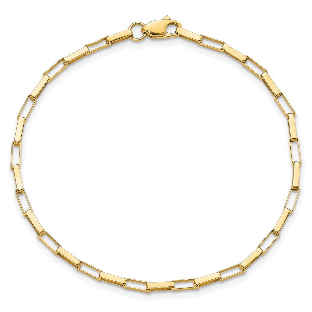14K Polished Fancy Box Links 7.5in Bracelet