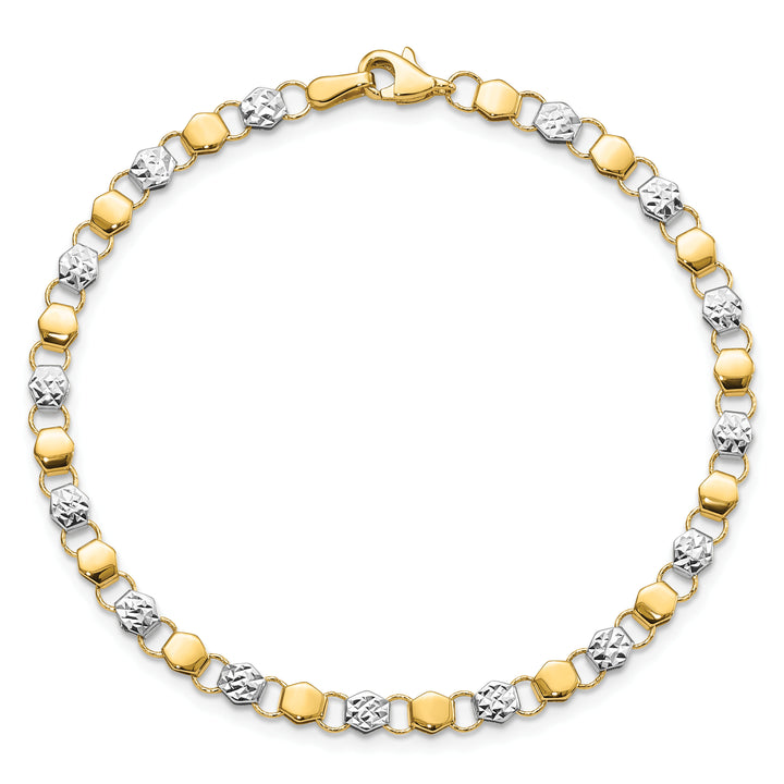 14K and White Rhodium D/C Fancy 7.5in Bracelet