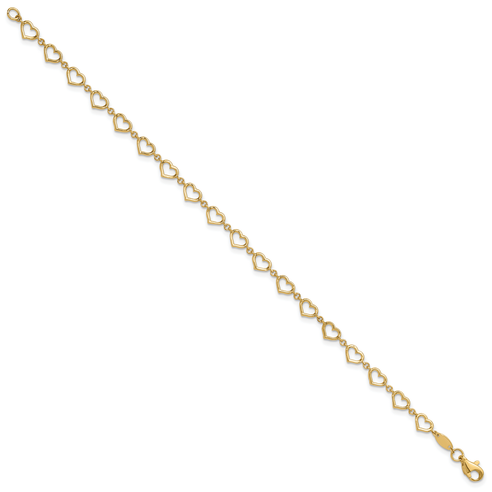 14K Polished Heart Link Bracelet