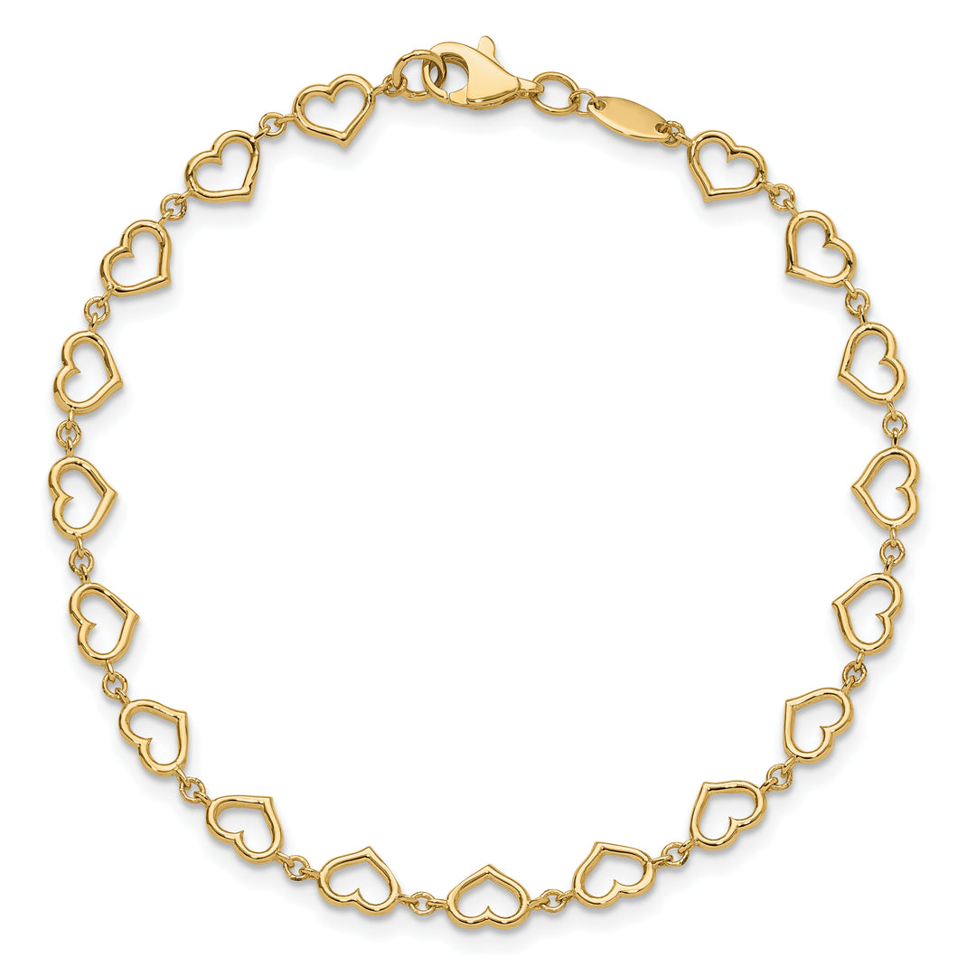 14K Polished Heart Link Bracelet