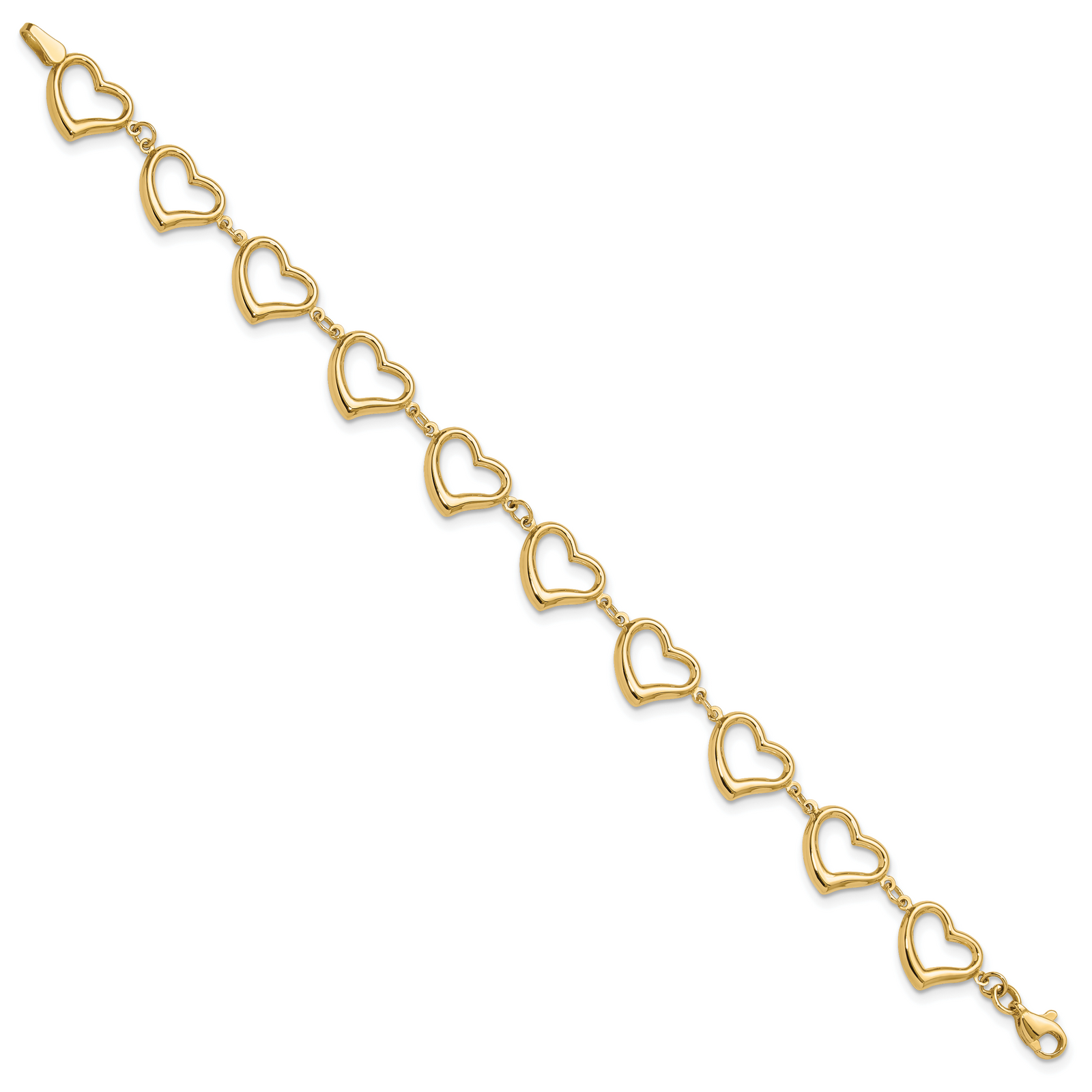 14K Polished Heart Link Bracelet