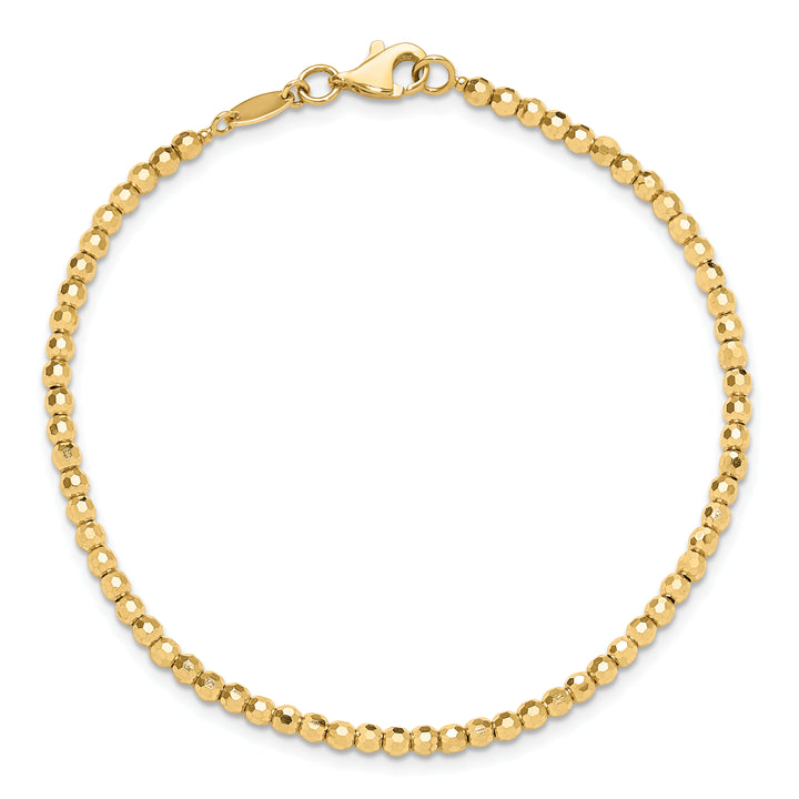 14K Polished and Diamond-cut Beaded Bracelet