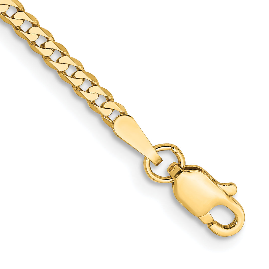 14k 2.2mm Flat Beveled Curb Chain Anklet