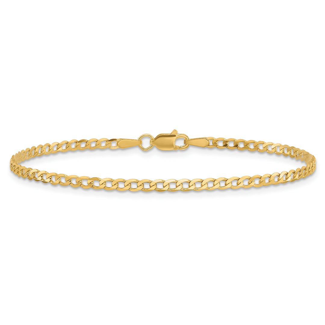 14k 2.2mm Flat Beveled Curb Chain Anklet