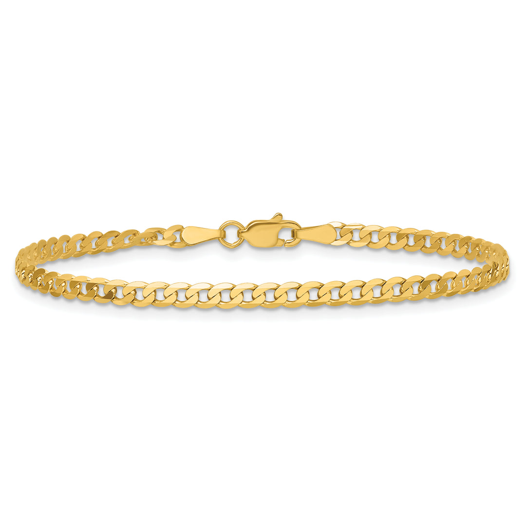 14k 2.9mm Flat Beveled Curb Chain Anklet