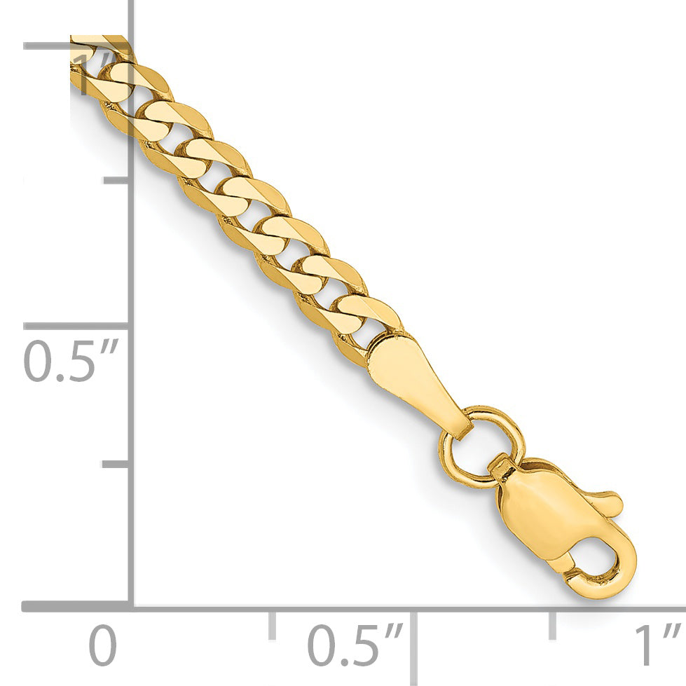 14k 2.9mm Flat Beveled Curb Chain Anklet