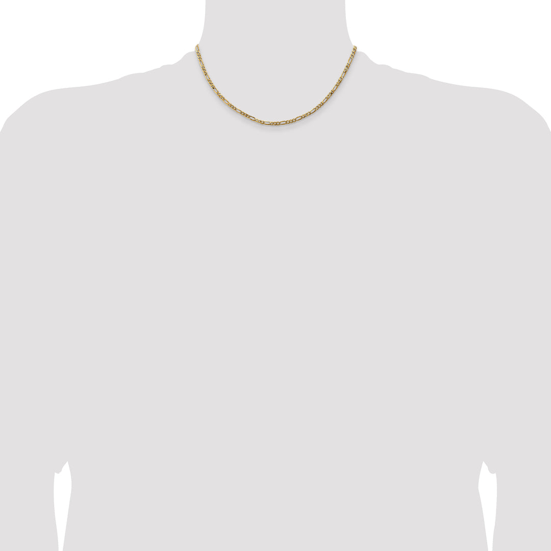14k 3mm Flat Figaro Chain