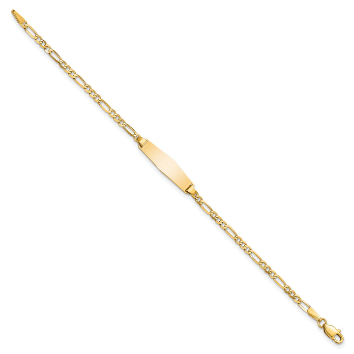 14k Soft Diamond Shape Figaro ID Bracelet
