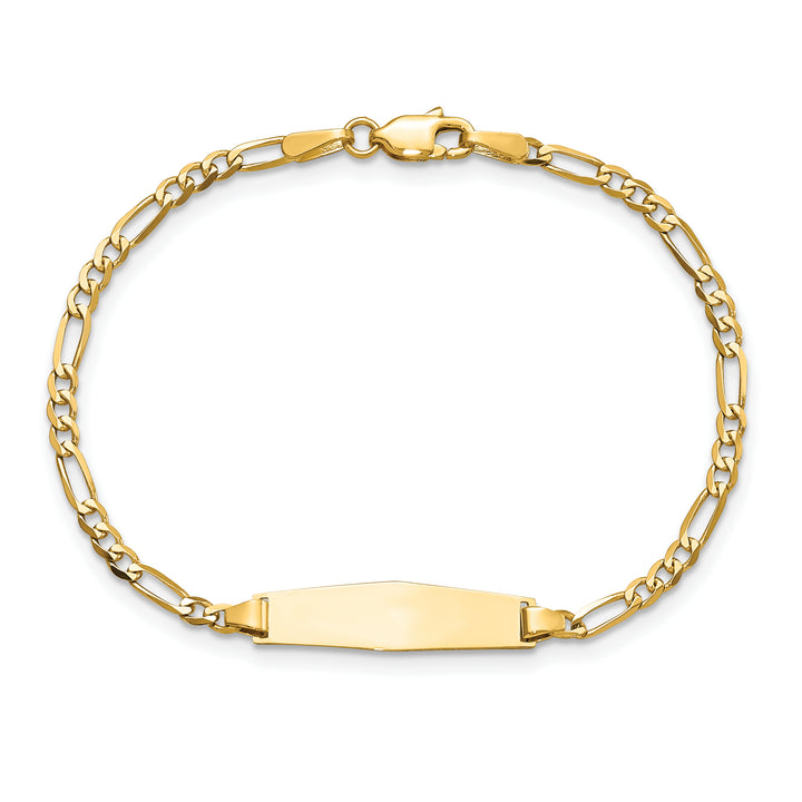 14k Soft Diamond Shape Figaro ID Bracelet