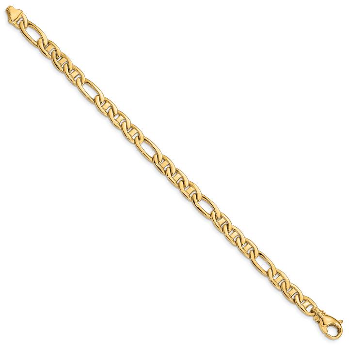 14k 6.5mm Solid Hand-Polished 3 & 1 Flat Anchor Bracelet