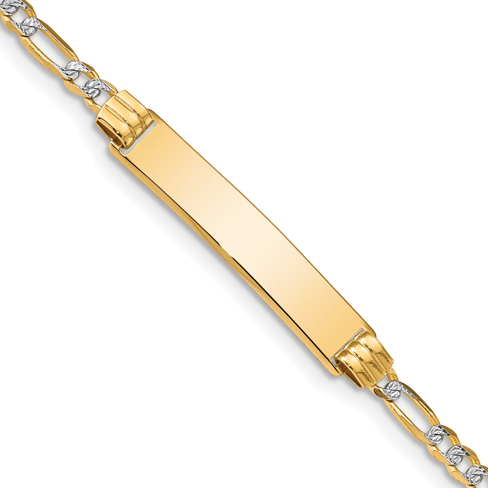 14k with Rhodium PavÃ© Figaro ID Bracelet
